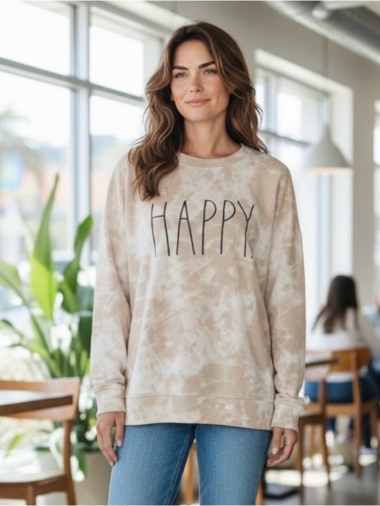 Rae Dunn Jackets & Blazers - Rae Dunn Happy Tie Dyed Sweatshirt NWT